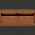 Modern Orange Two Seater Sofa With Upholstered Surface And Black Metal Legs