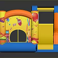 Colorful Inflatable Kids Play Structure With Slide And Cartoon Decorations