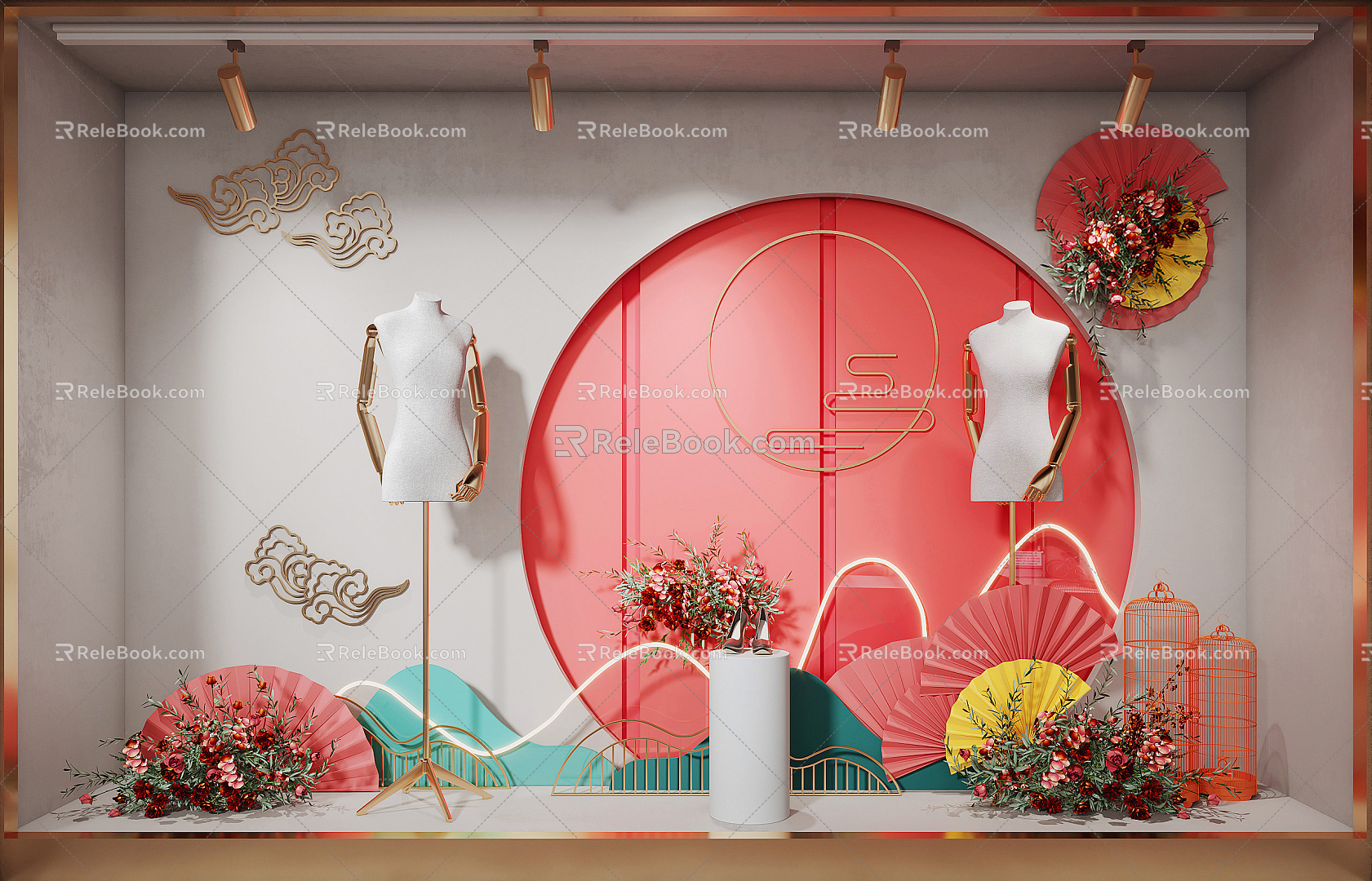 New Chinese Window Clothing Store Window 3d model