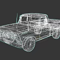 Vintage Blue Single Cab Pickup Truck With Classic Grille Headlights And Bed