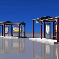 Rural Village Bus Station With Traditional Roof Advertising Boards And Seating Benches