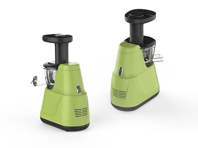 Two Green Kitchen Juicers With Black Top And Compact Base Design 3d model