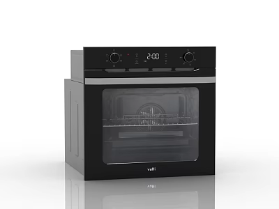 Modern Black Vatti Kitchen Oven With Digital Display And Control Knobs 3d model