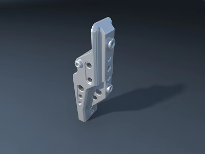 Silver Metal Bracket With Multiple Holes And Screws For Mechanical Components 3d model