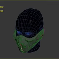 Tactical Weapon Mask With Gray Design On Black Head Model For Combat Gear