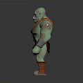 Green Skinned Muscular Monster Character With Chain Necklace And Metal Armbands Red Loincloth
