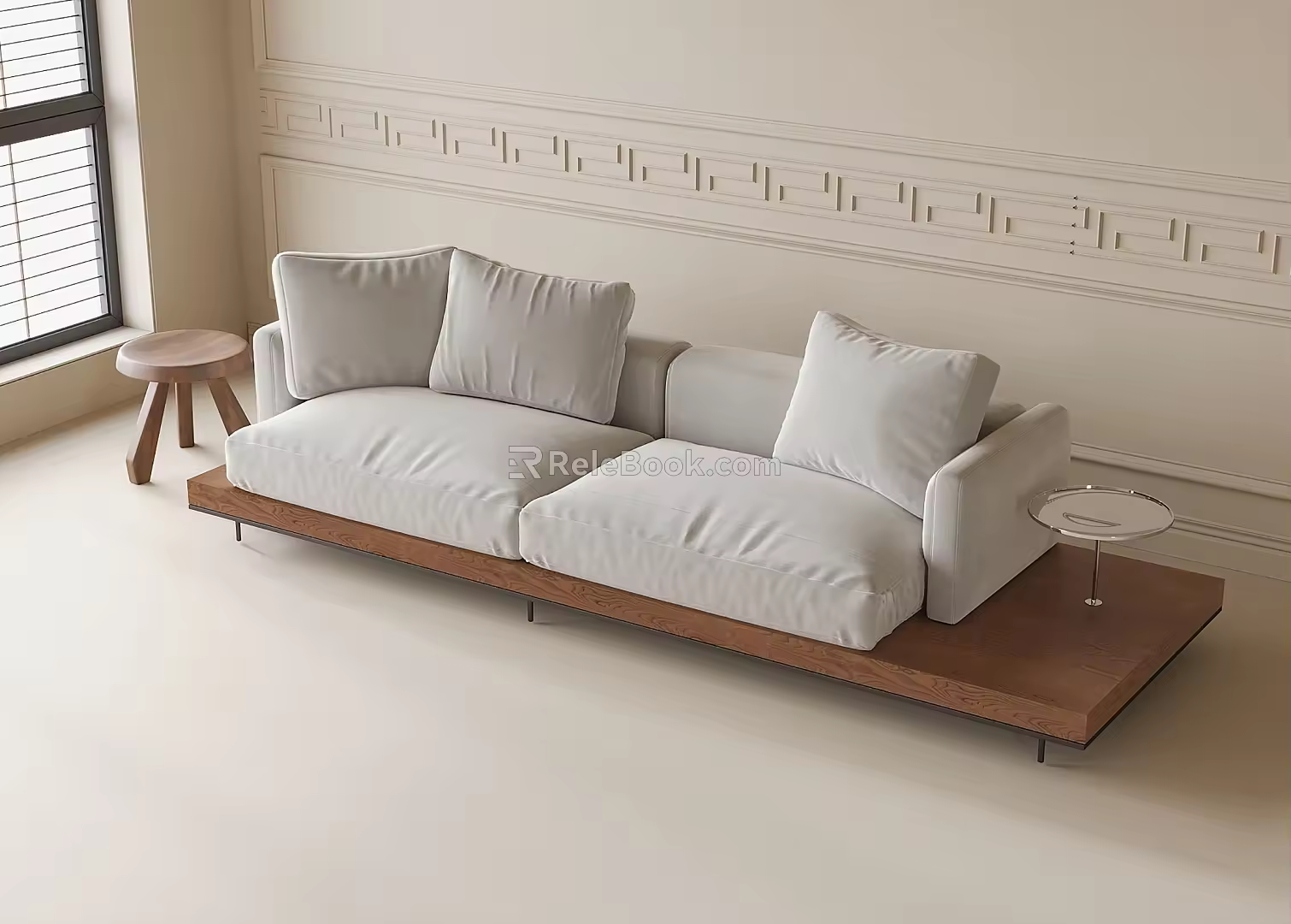 Double sofa multi-person sofa side table 3d model