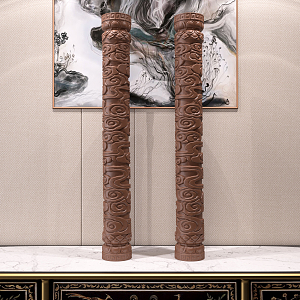 New Chinese style pillar Xiangyun pillar 3d model