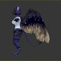 Purple Feline Like Creature With Wings In White T Shirt Standing Pose