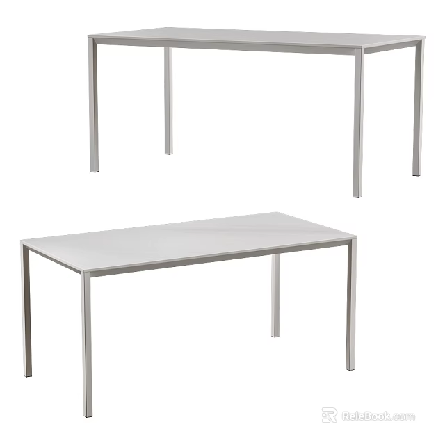 Modern Stainless Steel Dining Table With Sleek Structure And Four Legs Design For Home Use 3d model 