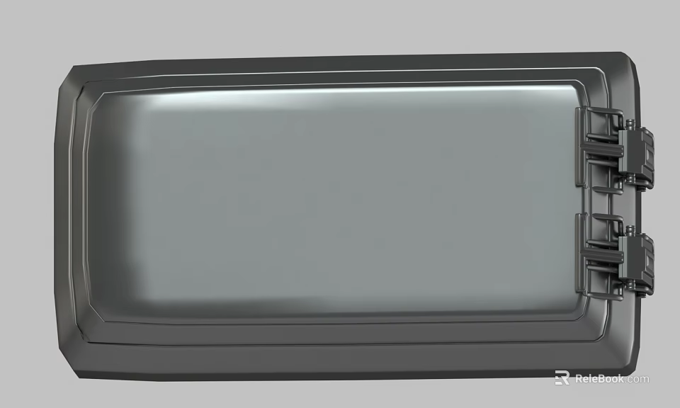 Sleek Black Rectangular Metal Tray With Smooth Surface And Border Structure Design 3d model 