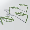 Three Green Leaf Shaped Metal Decorative Structures For Garden Ornaments 3d model