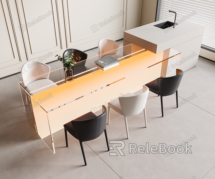 Modern Nakajima Dining Table and Chair Island Table model