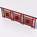 Traditional Red Railing With Intricate Ornate Patterns And Long Panel Structure Design 3d model