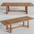 Rustic Wooden Dining Table With Natural Wood Grain And Sturdy Rectangular Design