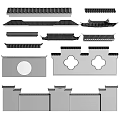 Different Types of Traditional Chinese Architectural Components Including Roof Tiles Eaves and Wall Decorations