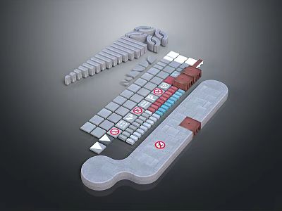 3D Ground Layout With Marked Areas And Signs 3d model