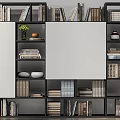 Modern Bookshelf Interior Design With Black Frame Compartments Books And Decorative Items 3d model