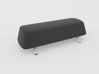 Black Padded Footstool With Sleek Metal Legs For Contemporary Home Decor 3d model
