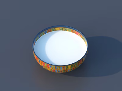 Modern Round Ceiling Light With Colorful Decorative Edge And White Interior 3d model