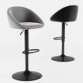 Modern Gray And Black Swivel Bar Stools With Upholstered Seats And Round Base
