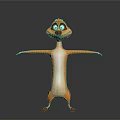 Playful Cartoon Meerkat With Orange And White Body Red Eyes Standing With Arms Outstretched