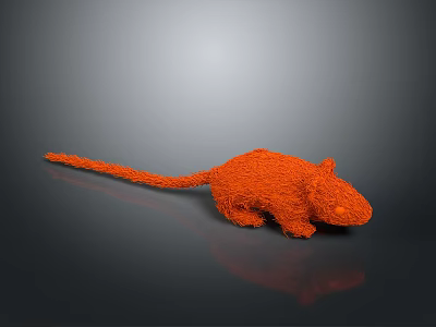 Orange Rat Model With Fur Texture On Gray Background And Reflection 3d model