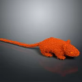 Orange Rat Model With Fur Texture On Gray Background And Reflection 3d model