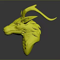 Decorative Ornament Set Featuring Light Colored Deer Head With Pink Ears And Antlers