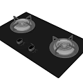 Modern Kitchen Appliance Gas Stove With Black Glass Surface Two Burners And Control Knobs 3d model
