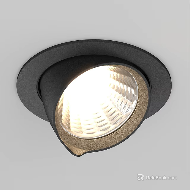 Black Modern Ceiling Mounted Recessed Downlight Spotlight with Bright White LED Lighting 3d model