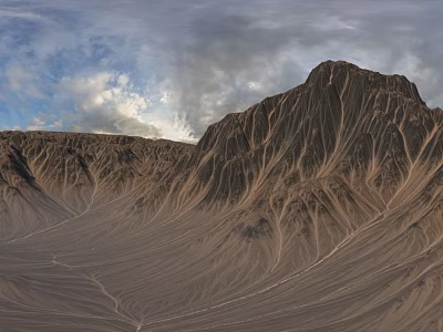 Natural Scenic Mountain Range With Eroded Textured Ridges And Cloudy Sky 3d model
