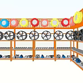 Industrial Equipment Storage Shelves With Multi Tier Display Of Colorful Tires And Black Rims