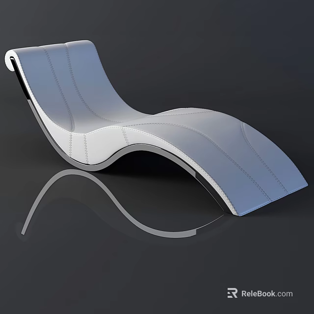 Modern Curved White Lounge Chair With Sleek Design And Stitching Detail 3d model 