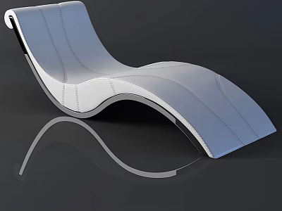 Modern Curved White Lounge Chair With Sleek Design And Stitching Detail 3d model