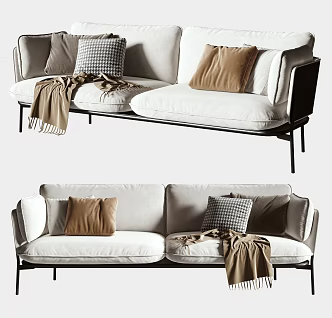 Modern double sofa combination 3d model