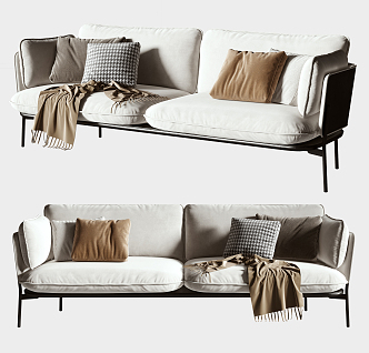 Modern double sofa combination 3d model