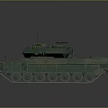 Detailed Green Military Tank 3D Model With Cannon Tracks And Antennas