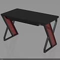 Modern Gaming Desk With Gray Tabletop Black Frame And Red Leg Accents