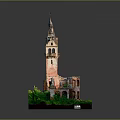 Cartoon Scene Featuring Ruined Clock Tower With Green Grass Mossy Windows And Spire