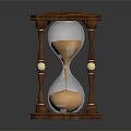 Vintage Hourglass With Wooden Frame Square Base Glass Bulbs And Golden Accent Pillars