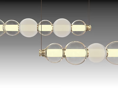 Modern Chandelier Design With Round Transparent Glass Balls And Gold Metal Frame 3d model