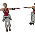 Game and Movie Character With Red Black Vest White Pants Wrist Guards And Light Hair