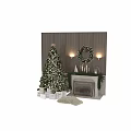 Christmas Decorative Ornament Set with Christmas Tree Wreath Fireplace Candles and Gift Boxes