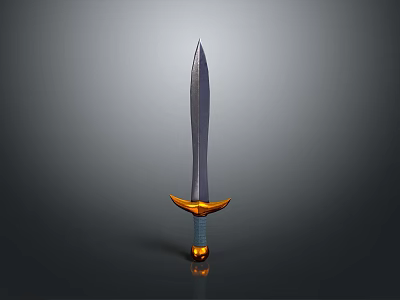 Ancient Decorative Sword With Sharp Blade Golden Hilt Guard And Blue Handle 3d model