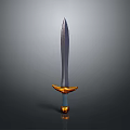 Ancient Decorative Sword With Sharp Blade Golden Hilt Guard And Blue Handle
