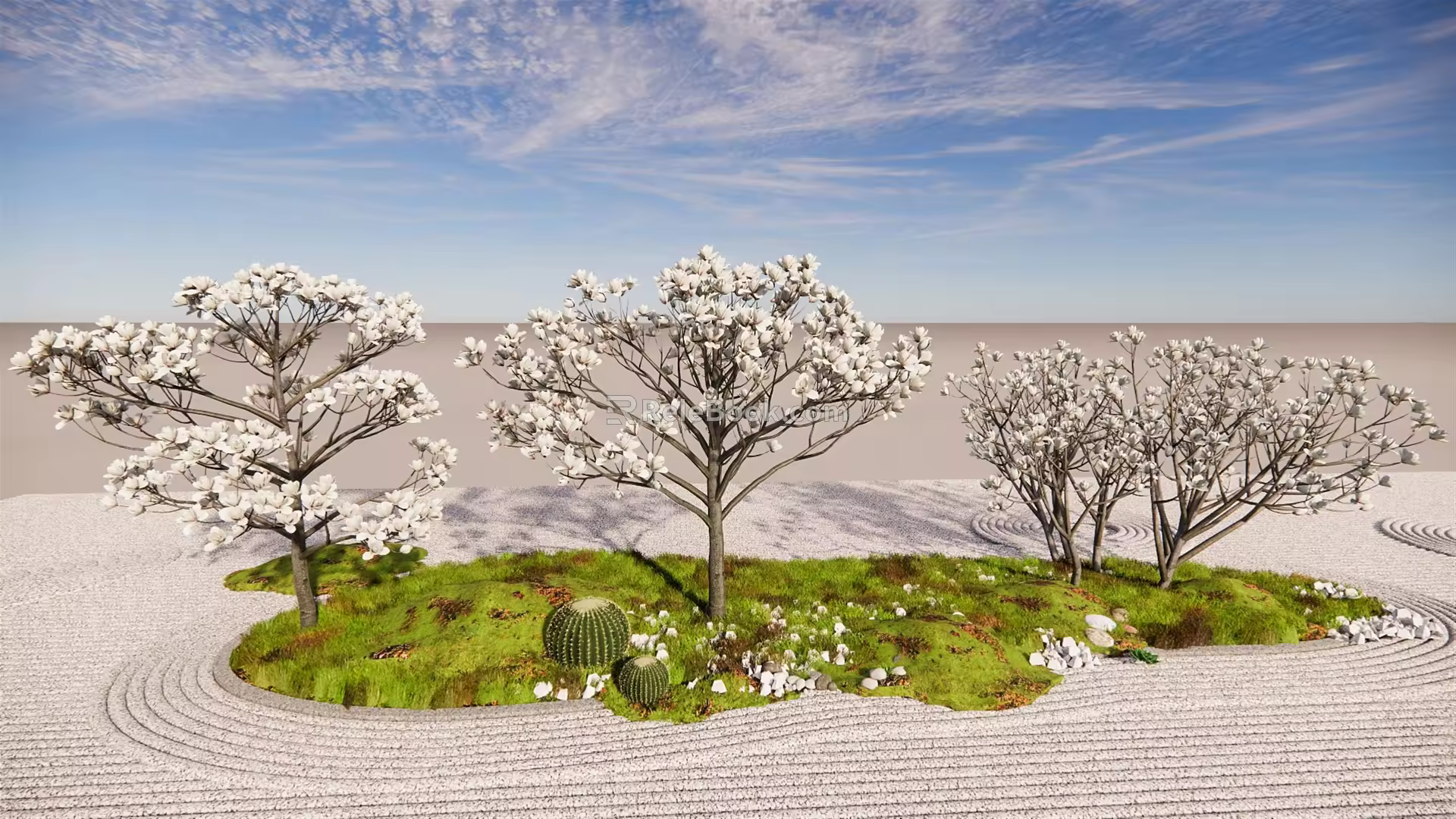 Modern Tree Magnolia Flowering Trees and Shrubs Landscape Plants 3d model