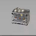 Stainless Steel Professional Espresso Machine With Control Knobs And Quality Cups 3d model