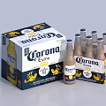 Corona Extra Beer Bottles In Packaging Box And Display Arrangement 3d model