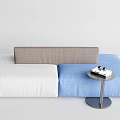 Modern Multi Person Fabric Sofa In Gray White And Blue With Small Round Table 3d model